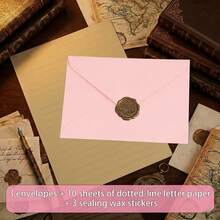 16pcs Linen Envelopes Stationery Set Vintage V-Flap Invitation Paper For Wedding Graduation Baby Shower Postcard Holder - A - View 19