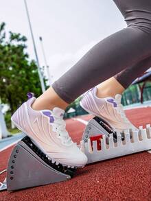 Tênis de Corrida em Malha Respirável, Ultra Leve, Amortecimento de Alta Elasticidade, Resistente ao Desgaste, Antiderrapante, Tênis Profissional de Treinamento e Fitness para Sprint, Corrida de Longa Distância, Salto em Altura, Salto em Distância, Tênis Casual Versátil para Mulheres ao Ar Livre - 5288 Branco Roxo - Visão 9