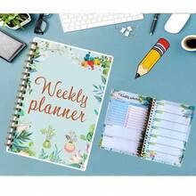 Artistic Floral Undated Weekly Planner, Metal Spiral Binding, Monday To Sunday Task List, Study And Work Goal Tracking Notebook - Multicolor - View 4