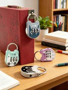 Cute Cat Pattern Combination Lock, Portable, Suitable For Backpacks, Lockers And Drawers, Essential For Travel And Back To School - Multicolor - View 2