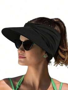1 pieza Sombrero de playa con protección solar para mujer, sombrero de sol para deportes al aire libre para mujer, sombrero hueco, adecuado para deportes, playa, golf, senderismo - Multicolor - Ver 5