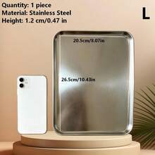 1/3 Pcs Stainless Steel Rectangular Trays - Rimmed Serving Plates For Baking, Steaming & Party - S/M/L Sizes - Easy Clean & Rust Resistant Kitchen Tool - Multicolor - View 17