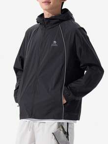 CAMEL CROWN Chaqueta de protección solar para exteriores para hombres, protección UV, impermeable, fresca, absorbe la humedad, secado rápido, primavera/verano. Estilo unisex. - Fantasma negro - Ver 2