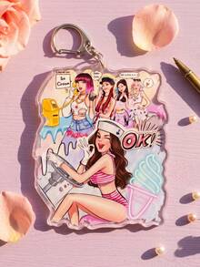 1 pieza/4 piezas Estilos Llaveros Acrílicos con Brillo para Colgar en Mochilas, Regalos Ideales de Vacaciones para Fans de K-Pop y Compañeros de Clase. - Multicolor - Ver 7