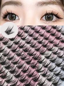 156 Clusters Manga Lash Clusters, C Curl 9-11mm Mixed Length Individual False Eyelashes, Handmade Reusable Black Band DIY Lashes With 0.05mm Ultra Thin Band,Suitable For Daily DIY At Home, Daily Commuting, Dating, Parties, Holiday Gifts. - View 1