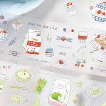Roll Stickers Fresh Style Light Summer Green Apple Misty Island Berry Series Planner Stickers, Journal Decoration Base Collage Material Background Graffiti Stickers - Multicolor - View 2