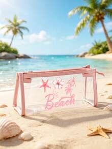 Bolsa de playa de PVC impermeable de moda, con estampado de letras coloridas, bolsa de maquillaje de PVC, bolsa de almacenamiento de viaje con cremallera - Bolsa de maquillaje y artículos de tocador ligera y resistente a la decoloración, adecuada para hombres y mujeres, perfecta para nadar, bucear y vacaciones de verano - Ligera, adecuada para hombres y mujeres jóvenes, accesorios de bolsa de playa, artículos esenciales de viaje, accesorios de viaje, artículos esenciales de vacaciones, artículos esenciales de verano, temporada de bodas, regalo para damas de honor - Multicolor - Ver 7