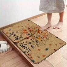 1pc Home Decor, Floral Tree Pattern Printed Linen Kitchen Rug, Kitchen Mat, Floor Mat, Bathroom Mat, Door Mat, 3D Printed Rectangular, Suitable For Living Room, Bedroom, Hallway, Bathroom, Laundry Room - Polyester Rug, Suitable For Indoor And Outdoor Home Decor - Multicolor - View 7