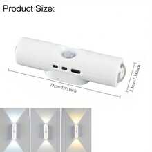 1/2 入 RGB 智能感應壁燈，USB 充電式感應夜燈，可調光 LED 自動開關，音樂同步播放，磁吸安裝，白色現代設計，適合臥室、走廊、樓梯、派對裝飾 - 彩色 - 查看 14