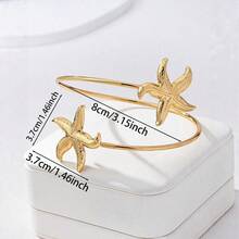 1 pieza Tobillera de estrella de mar dorada para mujeres, joyería de pie de estilo de vacaciones de playa de lujo ligero y nicho, estilo europeo y americano con sensación premium - Dorado - Ver 3