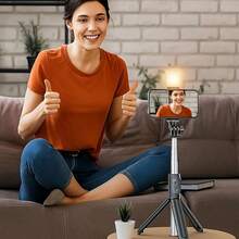 Professional Extendable Phone Selfie Stick, 40-Inch Floor Stand With Wireless Remote Control, 360° Rotatable Stable Anti-Shake Handheld Monopod, Designed For Live Streaming, Travel, And Outdoor Vlogging, Compatible - View 4