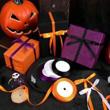 Halloween Ribbon, 4 Rolls 100 Yards Halloween Satin Ribbon, 10mm Wide, Holiday Gift Wrapping Ribbon, For DIY Bows And Party Decorations (Orange, Black, Purple, White) - Multicolor - View 3