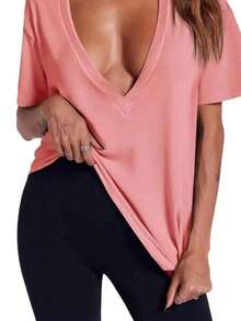 A Women's Deep V Casual Sexy Versatile Tank Top, Cool, Comfortable, And Fashionable Summer Women's Top - 粉色 - 查看 3