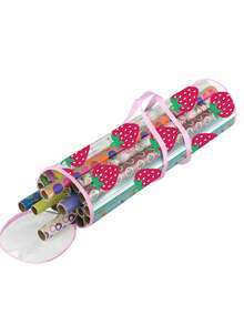 1pc Strawberry Print Wrapping Paper Storage Bag, Waterproof Oxford Cloth Organizer With Clear Window & Carrying Handle For Gift Wrap Rolls, Home Closet Storage Solution, Portable Container - View 5