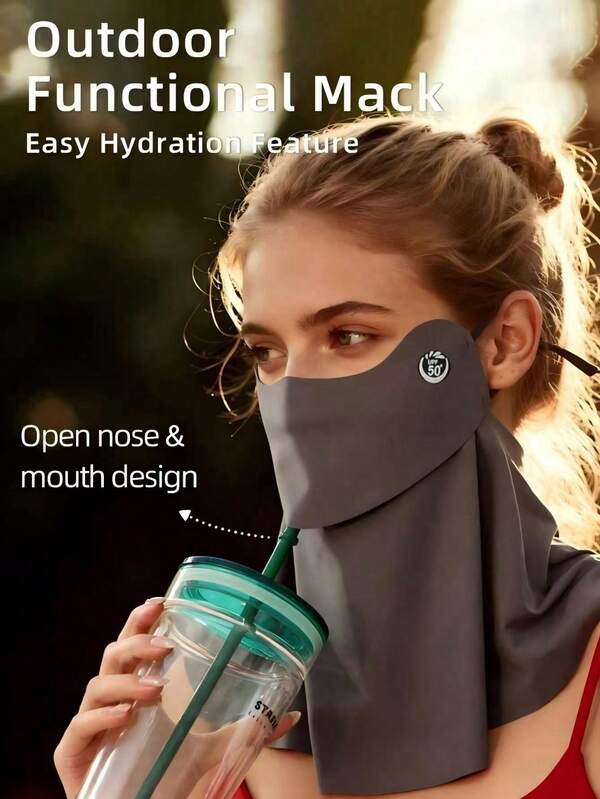 New UV Protection Full Face Sun Mask For Women, Ice Silk Sun Protection Mask, Integrated Eye And Neck Coverage, Breathable Ice Silk UV Shielding Mask For Summer