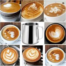 Stainless Steel Milk Frothing Pitcher, Espresso Steam Milk Pitcher, Coffee Milk Frothing Cup, Suitable For Espresso Machine, Cappuccino, Latte Art (Silver, 5OZ/150ML) - Multicolor - View 7
