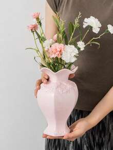 Vintage Style Embossed Vase, Round Rose Pattern, Suitable For Tabletop Decoration, Living Room, Bedroom, Office, Outdoor Wedding Or Table Centerpiece, Also An Excellent Mother's Day Gift - Multicolored... - View 7