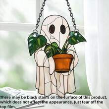 1/2pcs Ghost Sun Catcher - Colorful Acrylic Window Decor, Cute Ghost & Plant Decoration, Gothic Sun Catcher, Ghost Home Decor, Halloween Window Decor, Haunted House Aesthetic, Suitable For Home, Bedroom, Living Room, Wall Decoration (Remove Protective Film Before Use, Made Of Acrylic, Not Glass) Room Decor Bedroom Decor Halloween Decor Autumn Decor - View 7