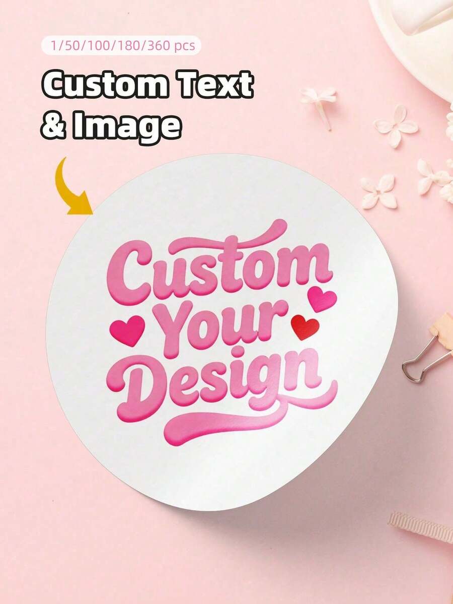 1/50/100/180/360pcs Customizable Stickers, Can Be Customized With Your Choice Of Text And Images, Bringing A Dual Personalized Experience, Unique. The Stickers Have Waterproof And Oil-Resistant Properties, With A Wide Variety Of Styles To Choose From. Classic Round-Edged Circular Style Suitable For Wine Bottles, Storage Jars, With A Soft And Beautiful Appearance. Applicable To A Wide Range Of Scenarios, Whether For Festivals, Business Events Or Daily Use - Multicolor - View 1