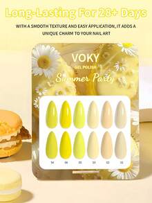VOKY 6PCS/SET Summer Gel Nail Polish Set, Bright Yellow, High Saturation, UV/LED, Durable And Long-Lasting, It Is An Essential Item For Nail Salons And Home Nail Art - Multicolor - View 4