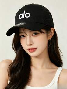 ALO 2026 New Letter Baseball Cap, Adjustable Dad Hat, Breathable Sun Protection, Outdoor Sports, Multi-Color  Fashion Hat Breathable Baseball Cap, Sun Protection Outdoor Sports Hat, Multi-Color Summer Cap - 黑色白字母 - 查看 3