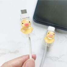 Charming Duck Soft USB Cable Protector - Data Cable Protection Sleeve For Phone Accessories - Durable, Anti-Break, Exquisite Design - Yellow - View 3