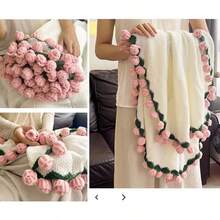 Crocheted Rose Bouquet Blanket, Suitable For Sofas And Shawls, A Romantic Gift For Valentine's Day, Weddings, And Anniversaries, Perfect For Ladies. - Multicolor - View 9