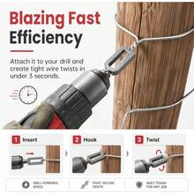 Electric Drill Wire Twisting Tool, Heavy Duty Wire  For Drill With 1/4" Hex Shank, Professional Wire Twisting Tool For Fencing, Rebar Tying, And Construction, Alloy Steel (2pcs) Y1QO - 1 - View 3