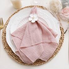 1/2/6 piezas Servilletas de estilo campestre francés con textura plisada lavada y dobladillo, unicolor, adecuadas para decoración de mesa de boda, fiesta, vacaciones y cumpleaños - Multicolor - Ver 1