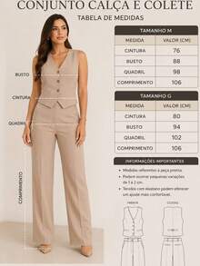 Women's Sensorial Marrante Set – Wide-Leg Pants With Elastic At The Back + Blouse/Vest With Buttons - 藏蓝色 - 查看 4