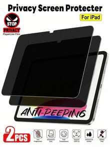 2 buah Pelindung Layar Lembut Matte Mirip Kertas, Perlindungan Penuh dengan Tepi Melengkung, Tahan Guncangan, Anti Gores, Anti Sidik Jari, Sentuhan Sensitif, Anti Silau, Perlindungan Privasi untuk iPad Generasi ke-11 2025 A16 / Generasi ke-10 10,9" / Air 4/5/6 11 M4 M3 M2 2024 2025 / Mini 2024, Kompatibel dengan Casing Pelindung - Hitam - View 1