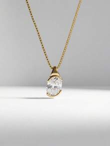 1pc Shiny Oval Pendant Necklace, Elegant Jewelry For Women, Suitable For Attending Balls, Parties, Dates Or Celebrating Holidays And Anniversaries - Oval Necklace - View 7