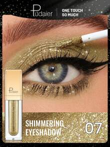 Pudaier 1pc Metallic Glitter Eyeshadow, Waterproof & Smudge-Proof Long-Lasting Wear, Highly Pigmented Smooth Texture, Ideal For Music Festivals And Holiday Gifts - 07 - View 1