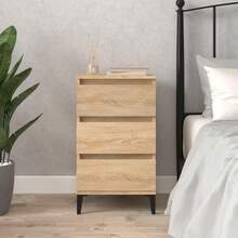 vidaXL Bedside Table, Side Table For Bedroom, Nightstand With Plenty Of Storage Space, Night Chest, Night Console, Bedside Table, Light Oak Khaki Wood Composite - Light Oak Khaki - View 1