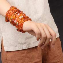 Modisches Damenarmband aus Bernstein und Bienenwachs, eleganter vielseitiger minimalistischer Schichtungs-Bangle, Unisex-Stil, geeignet für den täglichen Gebrauch und als Geschenk, Muttertag, Abschlusszeit, Schulanfang - 1 Stück – Stil B - Übersicht 10