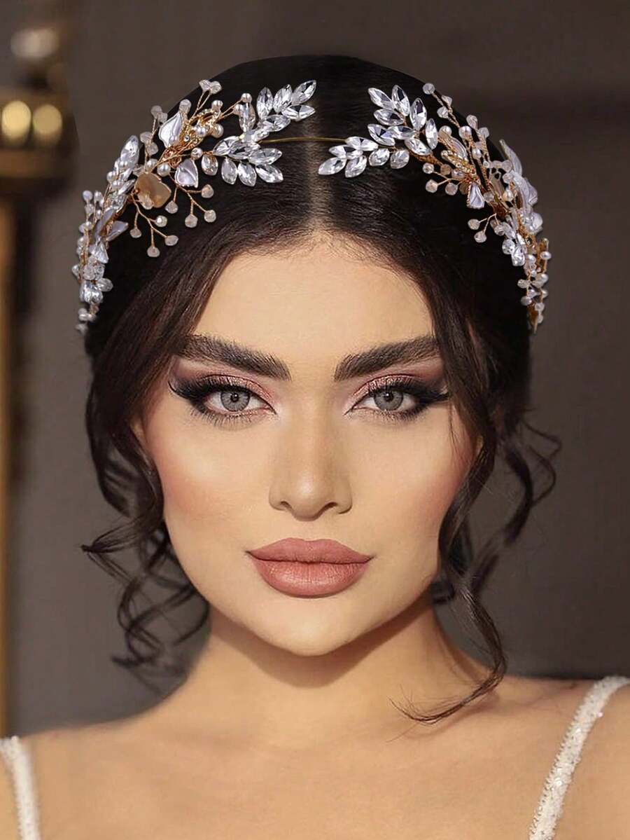 1 Piece Elegant Luxury Alloy And Crystal Bridal Headband, Wedding Hair Accessory, Royal Tiaras, Valentine's Day Accessories - 金色 - 查看 1
