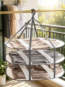 Multi-Layer Hanging Drying Rack, Windproof Drying Basket & Anti-Deformation Sweater Drying Net. Suitable For Balcony Drying And Clothing Storage In Living Room And Bedroom. - Multicolor - View 5