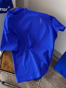 Camiseta de manga corta para hombre, con estampado de peces koi en ambas caras, cuello redondo, estilo casual deportivo, moda moderna, corte holgado, para estudiantes y adolescentes. - Negro - Ver 11