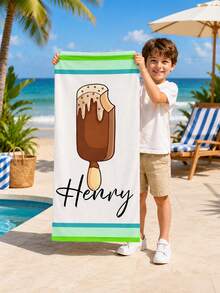 1pc Personalized Children's Beach Towel With Customizable Name, Perfect Summer Birthday Gift, Suitable For Various Summer Occasions. Beach Towel And Accessories, Ideal For Beach, Swimming Pool, Travel, Camping, Yoga And More. - Multicolor - View 8
