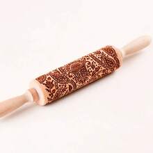 1 Pcs Wooden Sunflower Embossed Rolling Pin With Pattern For Kitchen Pastry, Baking Tools, Deep Engraving Cookies Stamp Tool - Style 011 - View 7