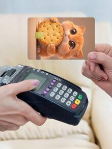 1pc Cookie Cat Credit Card Sticker Privacy Protection Card Skin, Big Eye Cute Pet Party Birthday Gift PVC Material Anti-Fingerprint Anti-Scratch Wear-Resistant Card Sleeve, Suitable For Men, Women, Couples, Small Chip Card, Bank Card Decoration Sticker, Credit Card, Transit Card, Student Campus Card Personalized DIY - Type a - View 2