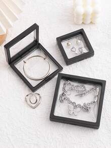 1/10pcs Transparent PE Film Jewelry Display Box, Dust-Proof Anti-Oxidation Jewelry Storage Box, Floating Frame Jewelry Organizer Box - Multicolor - View 8