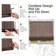 Cordless Bamboo Blinds Bamboo Roll Up Window Shades Light Filtering Roman Roller Shades For Interior Windows Outdoor Patio Home And Garden 30''W X 72''H - Color 5 - View 4