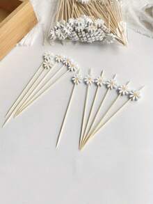 White Daisy Decorative Picks, Suitable For Fruit, Dessert, Snack And Cocktail Decoration, Ideal For Home Daily Use (Hygienic Tableware) And Party (Dessert Table, Cocktail Party) - Multicolor - View 7