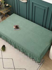 Solid Color Skirt Style Sofa Bed Cover, Polyester Fiber Elastic All Inclusive Sofa Cover, Suitable For Armless Sofa Cover, Simple And Modern, Suitable For All Seasons - Green - View 7