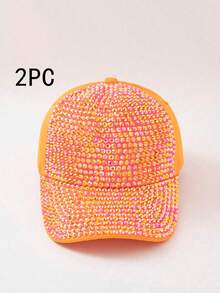 1 pieza Gorra de béisbol de protección solar para mujer con diamantes de imitación en color AB, Halloween - Multicolor - Ver 42