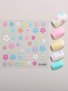 2pcs 5D Jelly Flower Nail Sticker, Colorful Sweet Cute Spring/Summer Nail Decal,Perfect For Women's Holiday DIY Manicures Nail Stickers - 彩色 - 查看 3