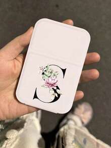 White Mini Initial Folding Portable Makeup Mirror, Printed With Purple Flowers A-Z Letters, With Stand Makeup Mirror, Travel Mirror, Beauty Product, Desktop Makeup Mirror, Rectangular Desktop Compact Makeup Mirror, Foldable Small Minimalist Makeup Mirror, Student Dorm Back To School Mirror, Back To School Gift, Travel Portable Makeup Mirror, Suitable For Women Gifts - Back To School Season, Best Gift For Teachers - Multicolor - View 8