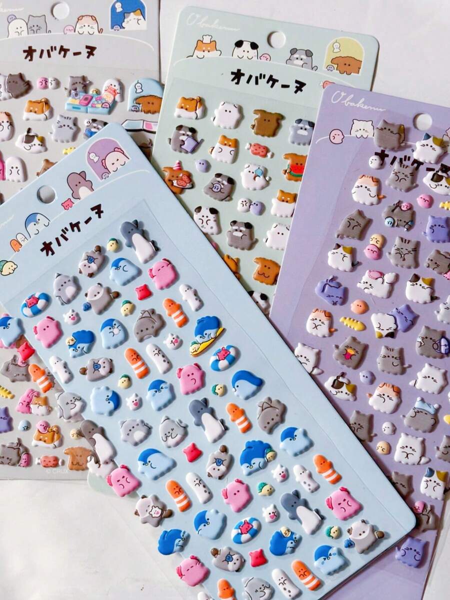 Cute Animal 3D Bubble Stickers, Adorable Cartoon Planner Stickers, DIY Diary Stationery Stickers Decoration, Aesthetic Art