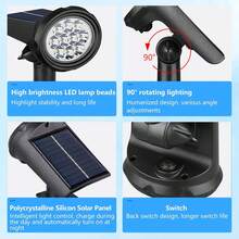 1/2PCS Solar Powered Outdoor Garden Lights With Light Sensor, 10 LED White/Warm/Colorful Light, Embedded Path Lawn Light, Multi-Function Detachable Wall Lamp, 3 Lighting Modes Safety Path Light, Outdoor Garden Decoration Solar Garden Light, Built-In Rechargeable Battery Solar Panel Charging Outdoor Camping Light, Suitable For Yard, Pathway - 10LED Wall Light/Lawn Light - View 11